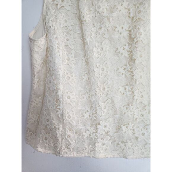 J.Song Collection Women Ivory/Cream 100% Linen Floral Embroidery Blouse size 18 - Picture 2 of 7